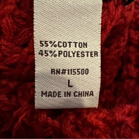 NWOT Cowlneck Overlap Knit Sweater Size Large Burgundy Wine Red Button Neck - Picture 7 of 8